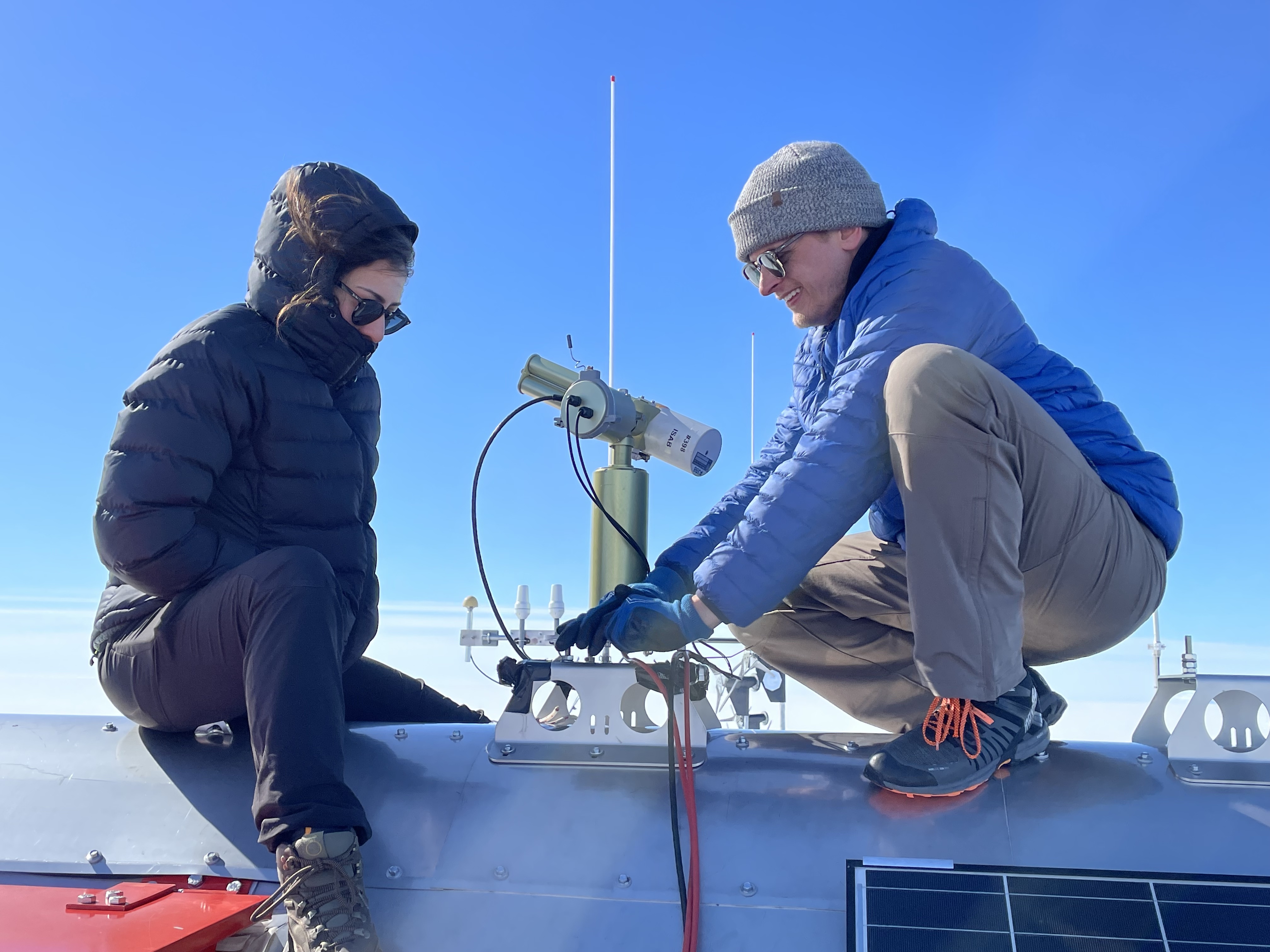 Installing CIMEL on roof of PEA