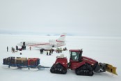 Airplane landing at Perseus International Airfield